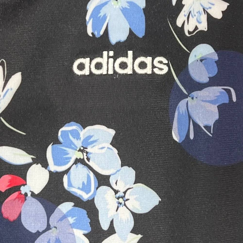 Adidas Kids Black Blue Floral Zip Up Track Suit Jacket Sporty Girls 14 Athletic‎